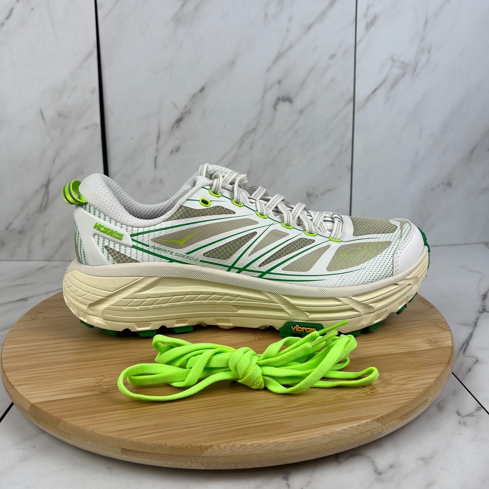 Hoka One Mafate Speed 2 Womens Size 9.5 [Mens 8.5] White Green Shoe 1126851 WTFR